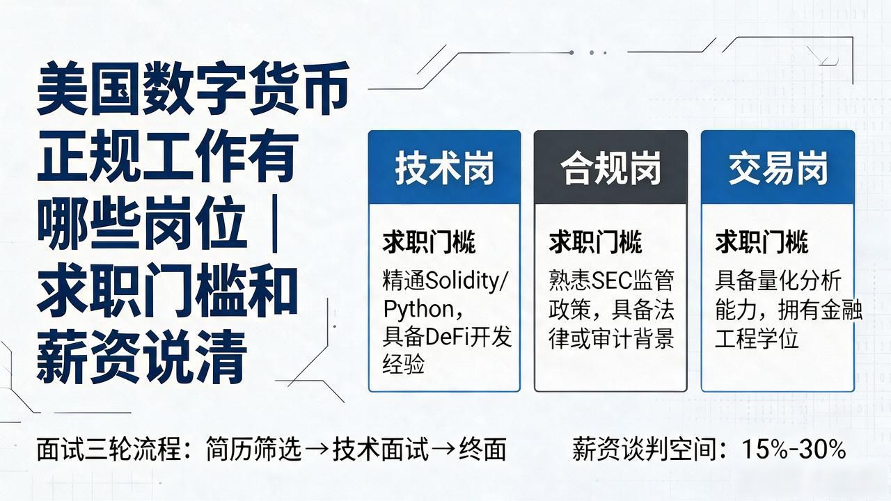 美国数字货币正规工作有哪些岗位｜求职门槛和薪资说清