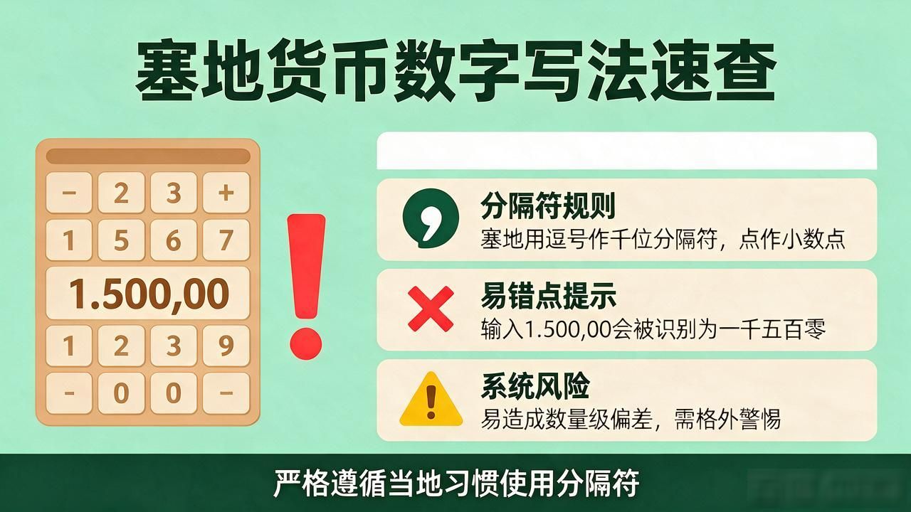 塞地货币数字写法：速查表与易错点