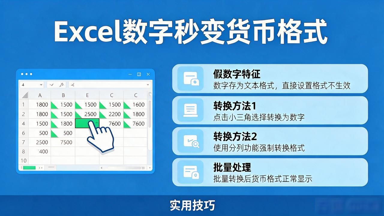 Excel数字秒变货币格式