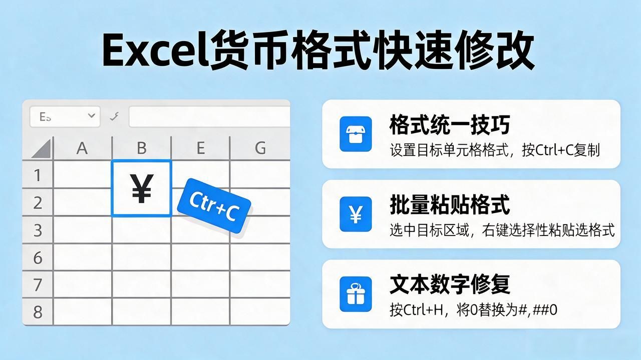 表格货币怎么改数字？Excel金额格式一改就顺了