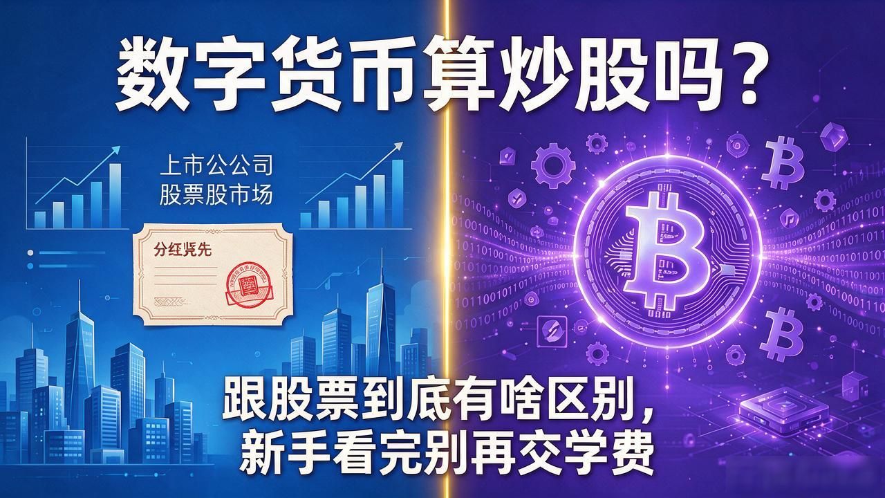 数字货币算炒股吗？跟股票到底有啥区别，新手看完别再交学费