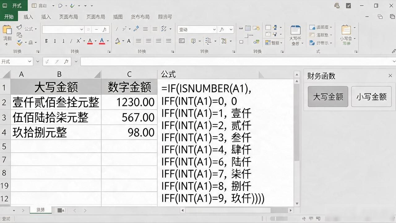 财务报销单大写金额转阿拉伯数字公式_excel 货币大写改数字_Excel批量转换大写金额技巧