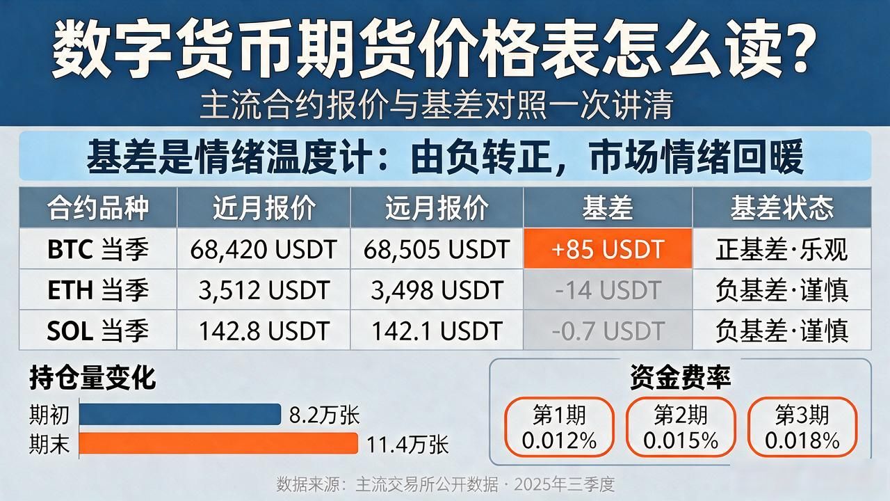 数字货币期货价格表怎么读？主流合约报价与基差对照一次讲清