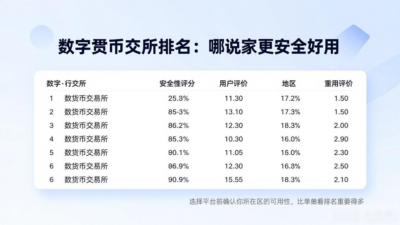 数字货币交易所排名：哪几家更安全好用